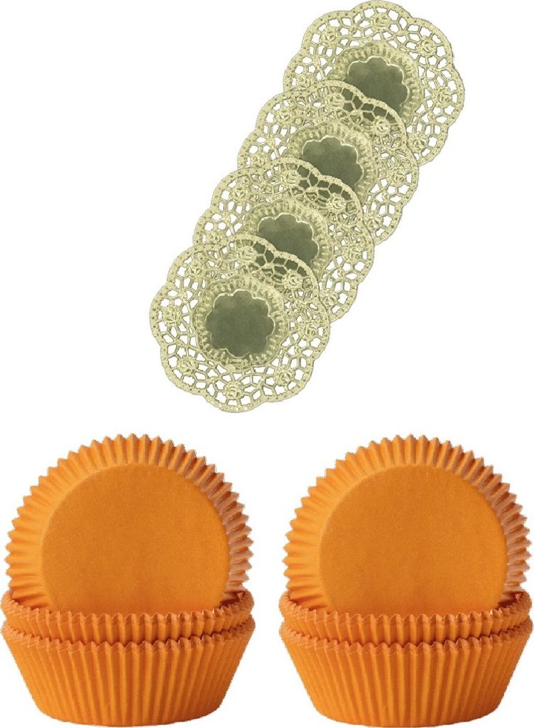 Demmler Muffinförmchen 2er Set - Mango - Inklusive 4 Tassendeckchen in Gold - zum Backen und Verzieren von leckeren Muffins/Kuchen