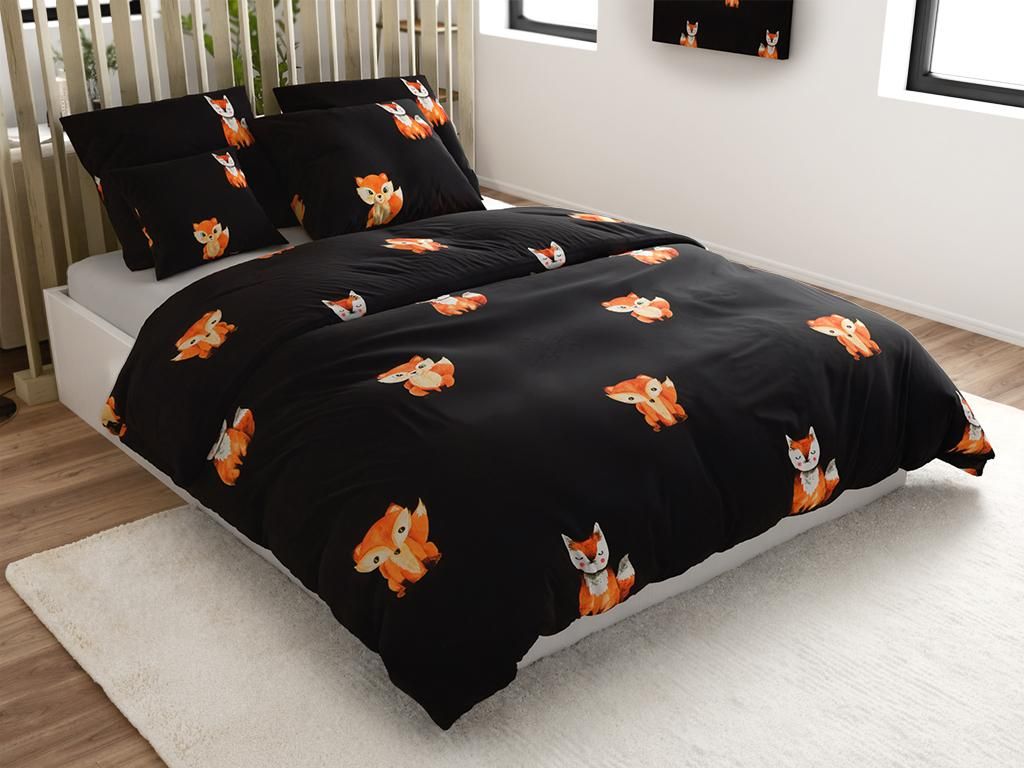 Mikrofaser-Bettwäsche FOXES schwarz, Größe: 2-teilig, 70 x Produktbild 