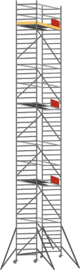 Alu Fahrgerüst Mod. E Standardausführung - Breite: 1,30 m - Gerüstl.: 3,05 m, Arbeitsh.: 14,30 m