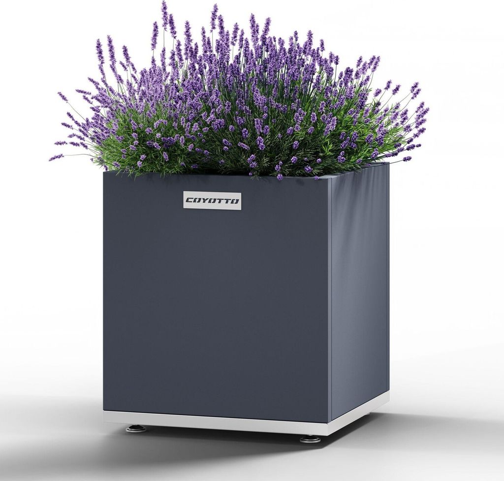 Pflanzenkübel Coyotto 60 x 60 x 75 cm Stahl Grau mit Metallfüßen