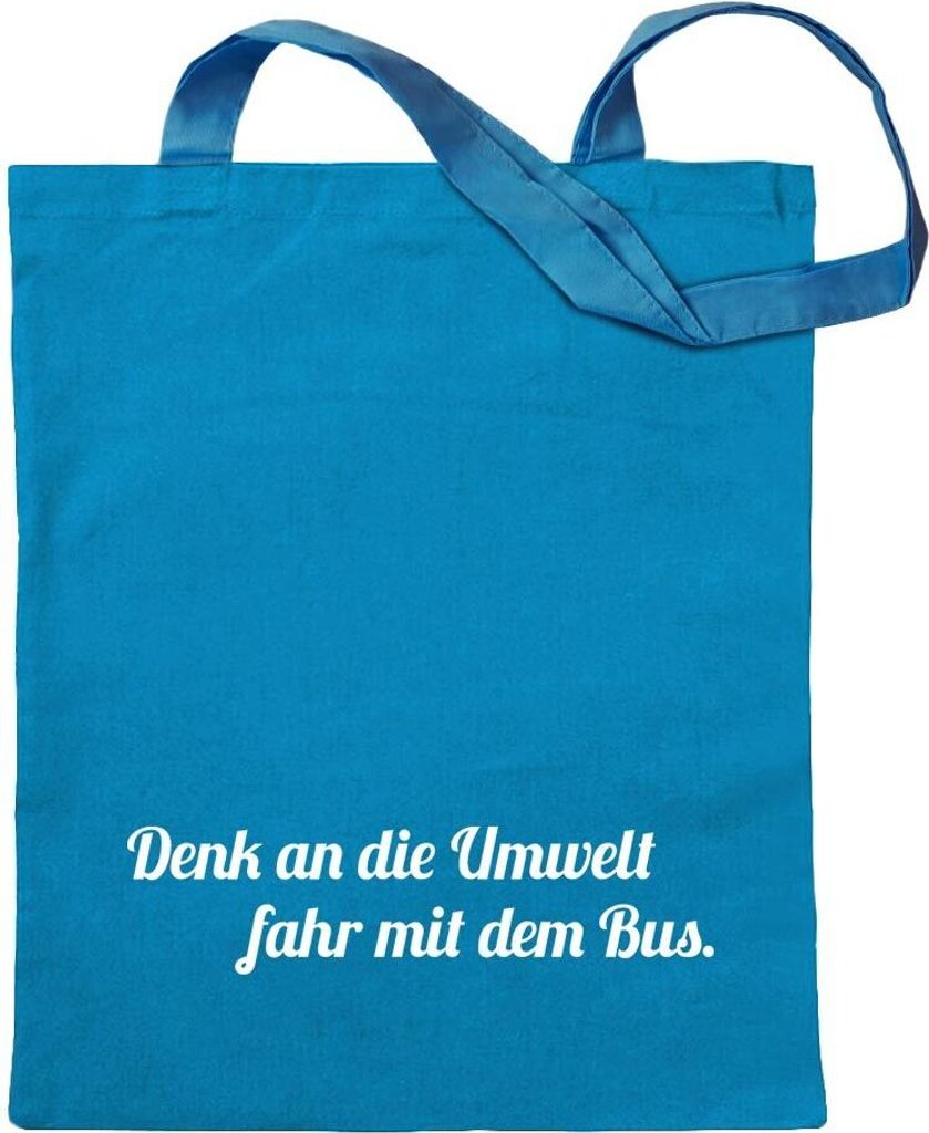 Kiwistar - Baumwolltasche - hellblau - Denk an die Umwelt - Tragetasche Stoffbeutel Umhängetasche Langer Henkel