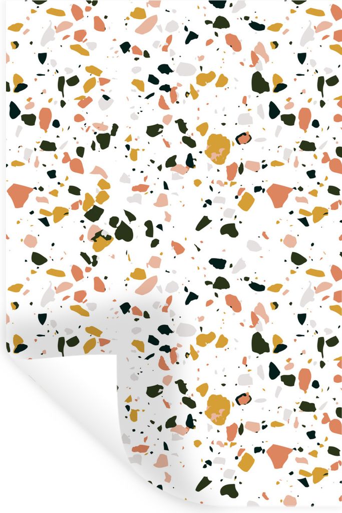 MuchoWow Wandtattoo Wandsticker Wandaufkleber Orange - Rosa - Terrazzo 40x60 cm Selbstklebend und Repositionierbar - Wierderverwendbar - Selbstkl...