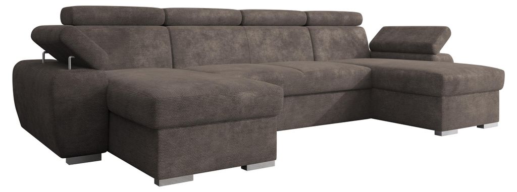 MIRJAN24 Ecksofa Plaza U, Eckcouch mit Bettkasten und Schlaffunktion, Stilvoll Polstersofa, U-Form (Farbe: Lumo 40)