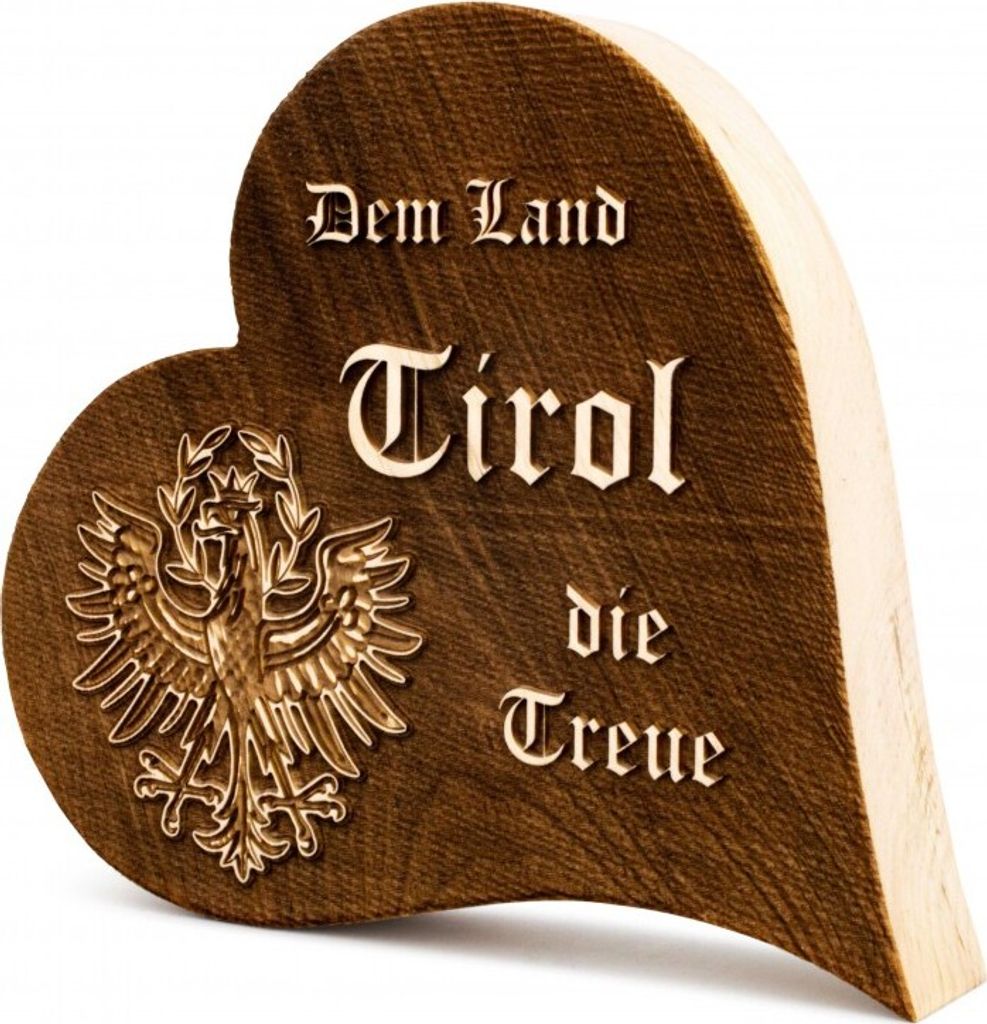 Zirbenherz Dem Land Tirol die Treue 30cm
