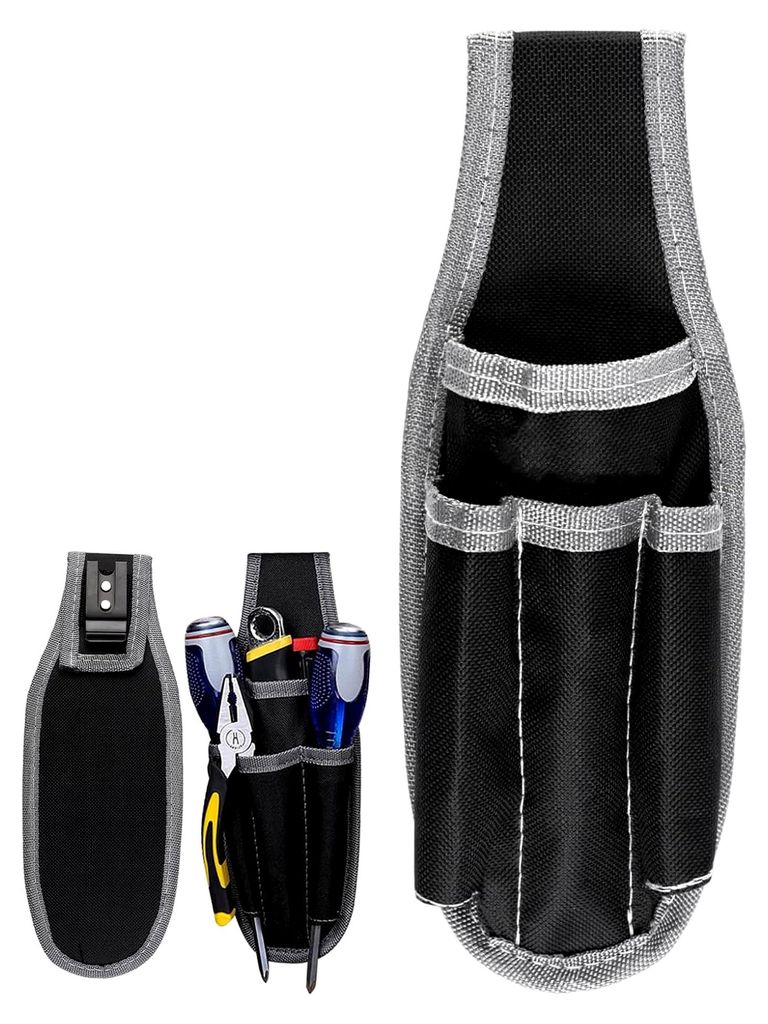 Werkzeugtasche für den Gürtel, kleine Gürteltasche für Handwerker, Hüfttasche mit 4 Fächern und Gürtelclip für Elektriker und Bauarbeiter