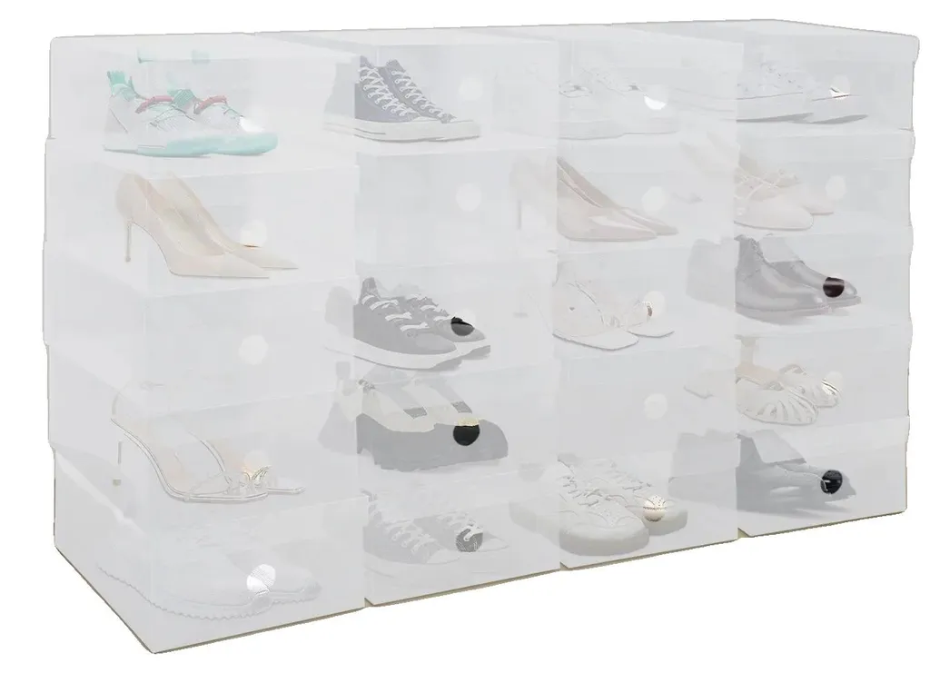 Boîtes à chaussures transparentes et empilables - Lot de 12 unités