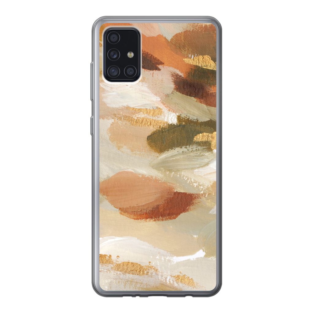 MuchoWow Handyhülle Schutzhülle Hülle für Samsung Galaxy A52 5G Farbe - Gold - Braun Silikon Softcase Handy Hülle - Umschlag