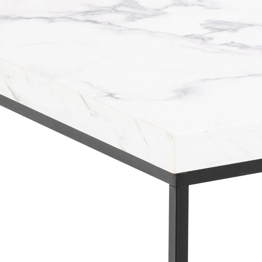 Table basse 60cm Barossa décor marbre blanc structure stable et chic - 3