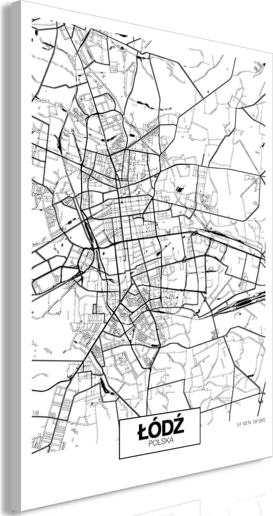 Mappa Lodz Quadro su Tela 40x60 cm - Idea Regalo Design d-A-0104-b-a