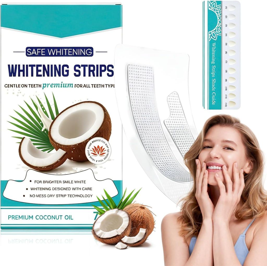 Teeth Whitening Strips 21 Stück,Kokos-Minze Zahnaufhellung Strips Natürlicher Glanz frischer Atem Zahnaufhellung Strips Schnelle Fleckentfernung