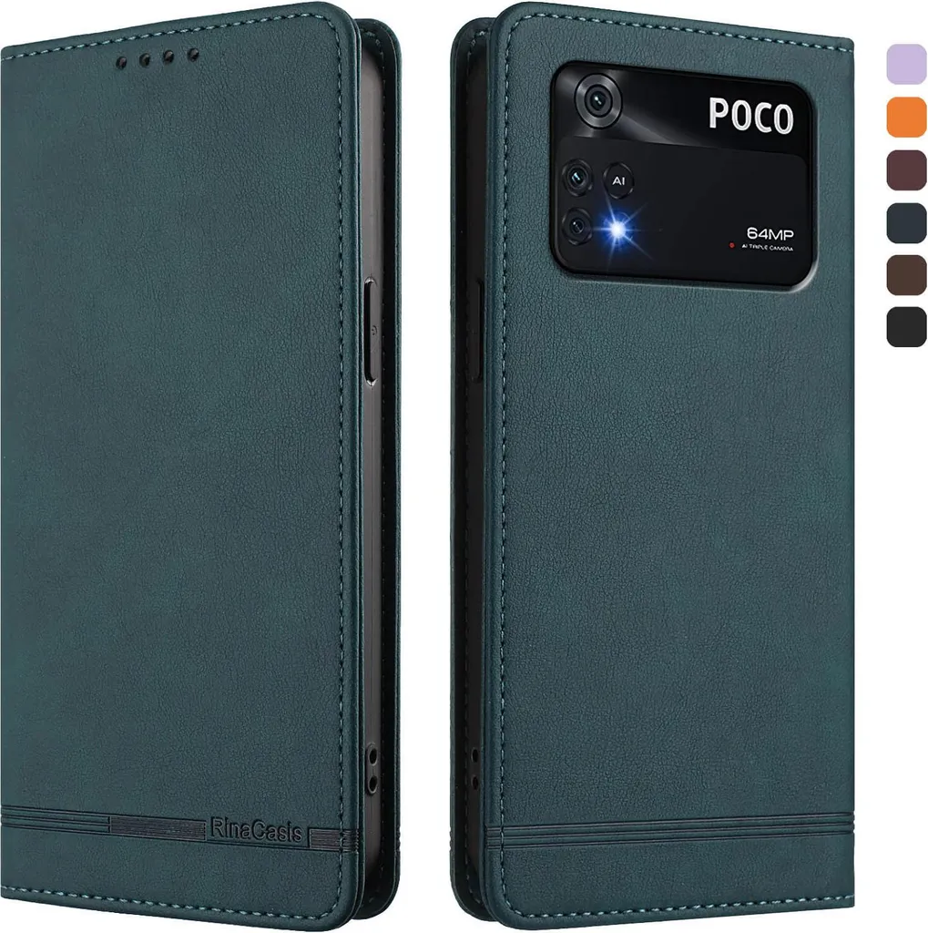 Custodia Xiaomi Poco M4 Pro 4G Verde - Cover Flip in Finto Cuoio Premium