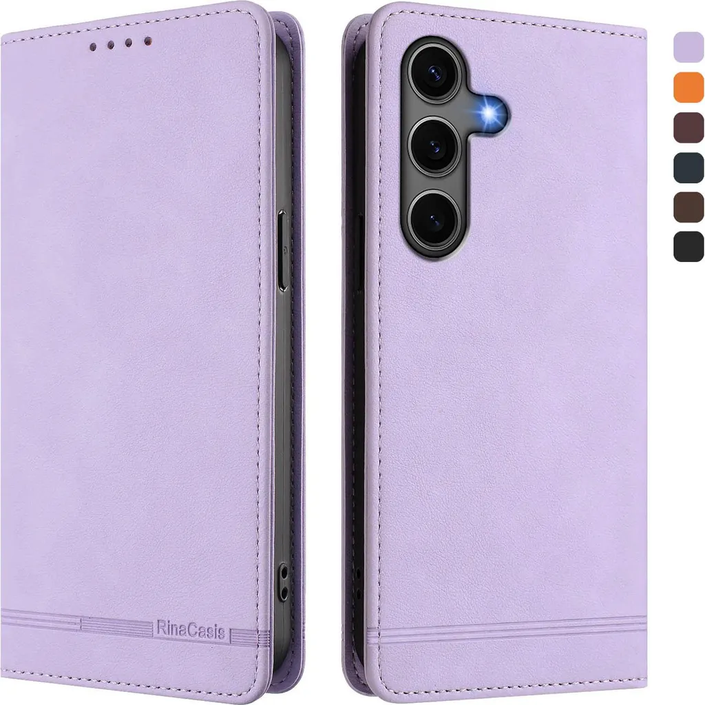 Custodia per Samsung Galaxy S25+ / S24+, custodia flip in Finto cuoio retro con supporto e slot per carte di credito Viola