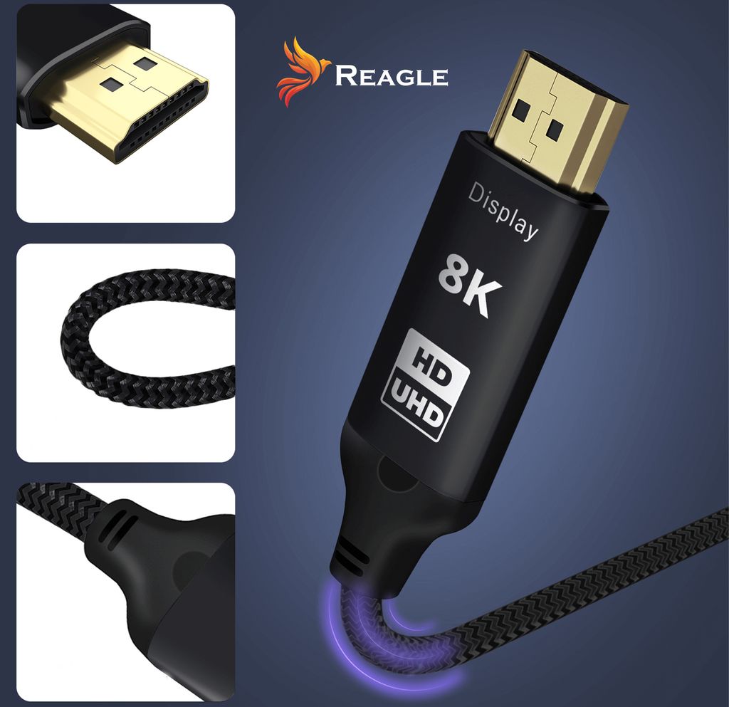 Reagle Display Port zu HDMI DP DisplayPort Kabel 8K@60Hz Produktbild 4