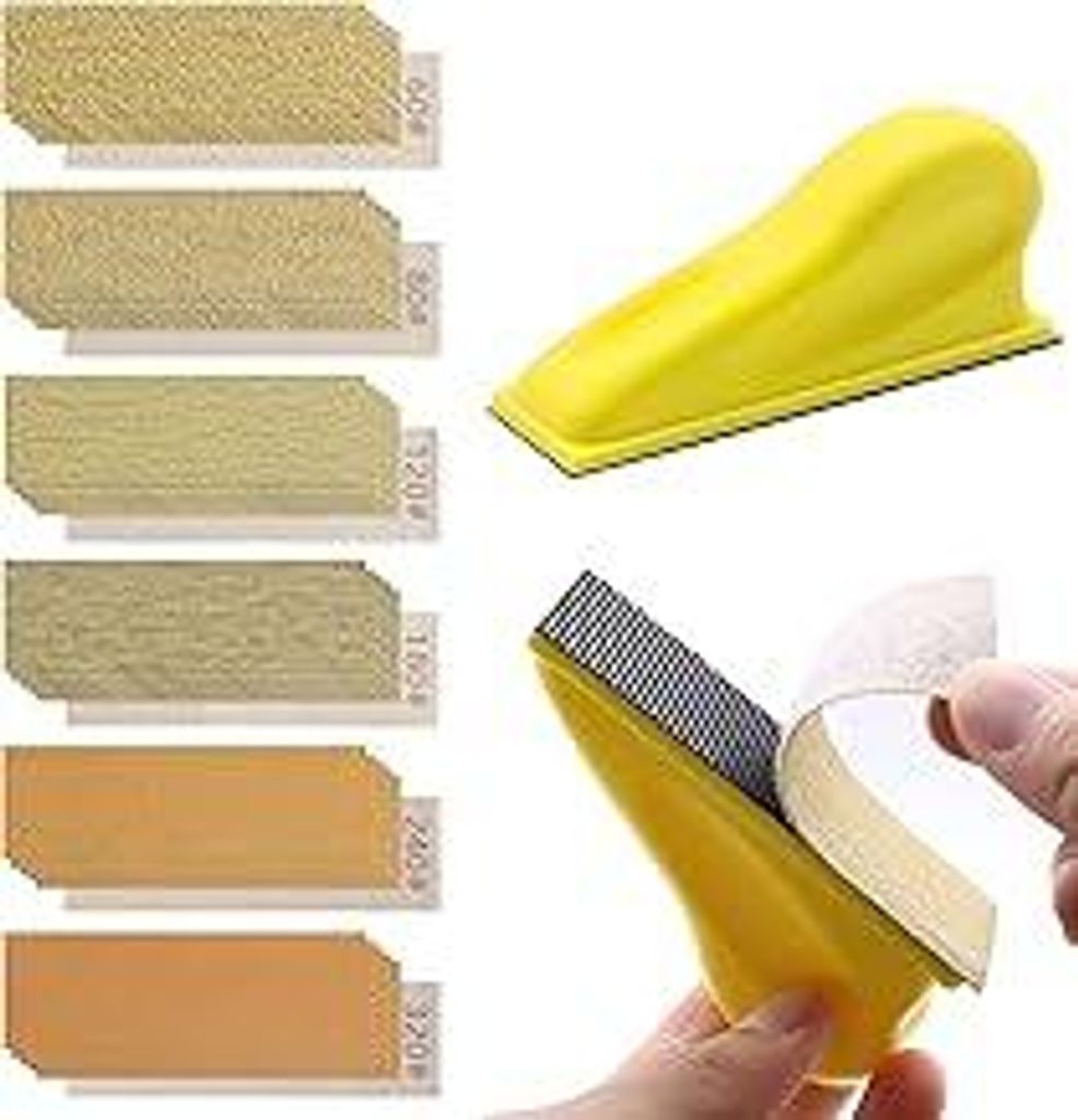 VIBRATITE 61 Stück Schleifpapier mit 90x30 mm Schleifklotz Set, Mini Schleifwerkzeuge 40/80/120/180/240/320 Sortierte Körnung Sandpepier Blatt f...