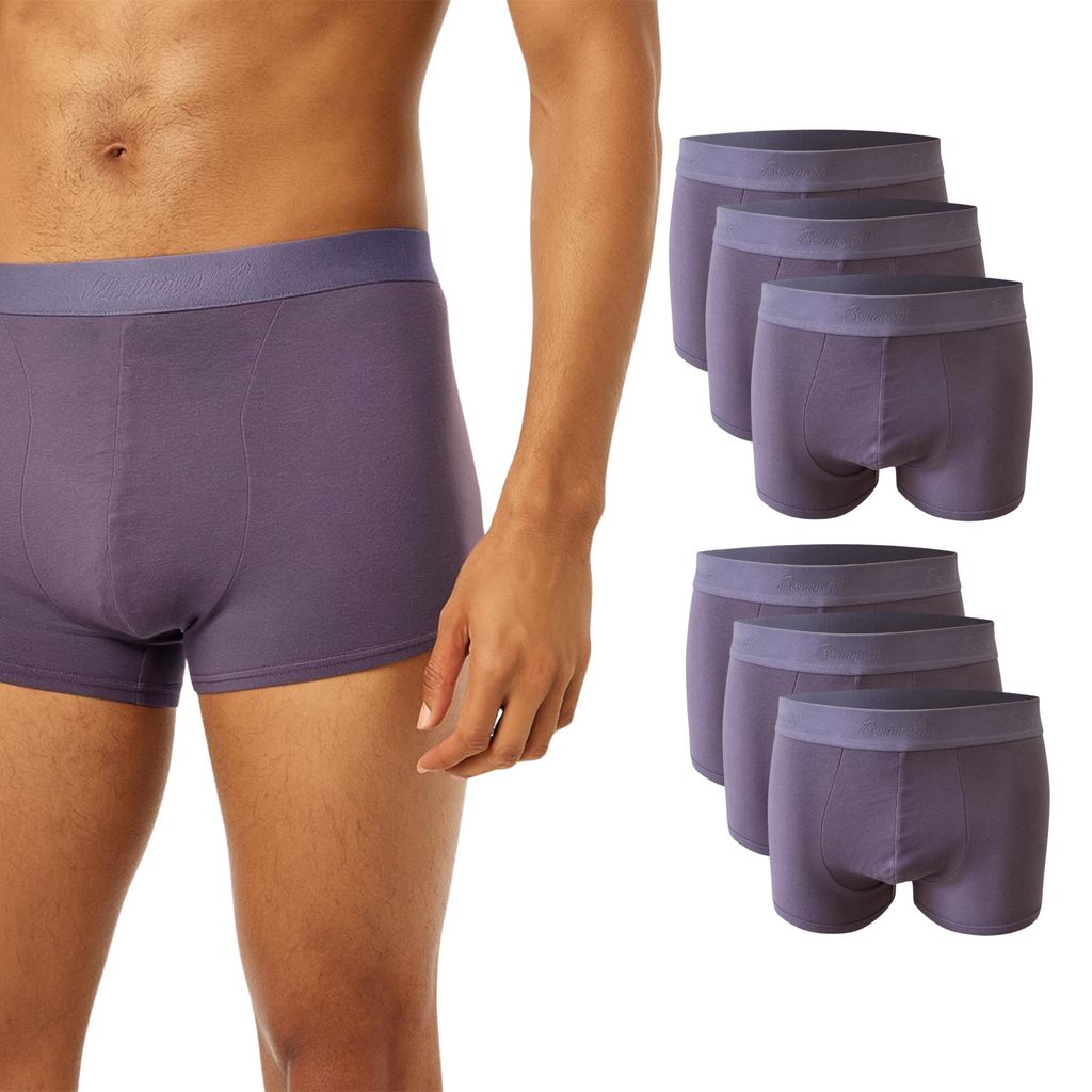 Benonetti Herren Boxershorts, atmungsaktive Baumwollunterwäsche mit Komfortbund, Bequem & langlebig, kein Aufrollen (6er Set, Lila, XXXL)