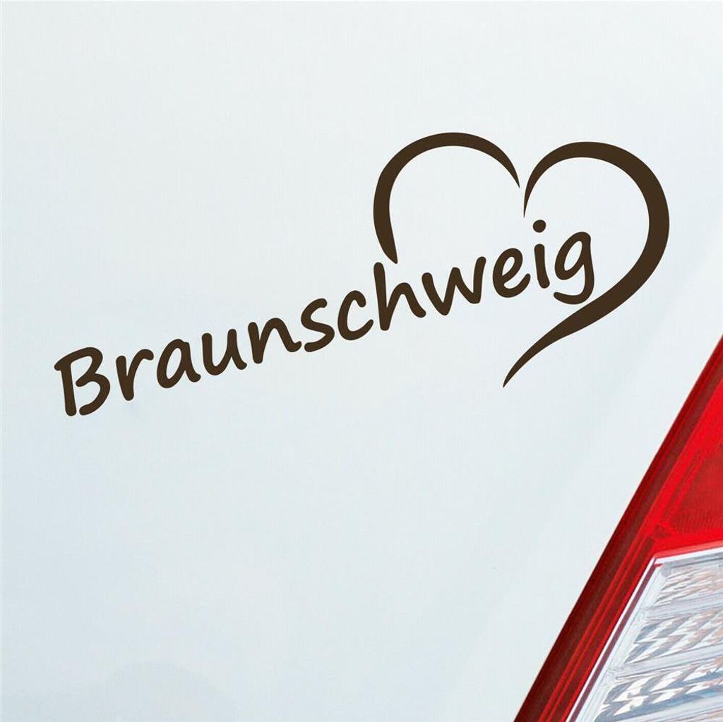 Auto Aufkleber Braunschweig Herz Stadt City Liebe Love 19,5x8 cm Braun Sticker Heckscheibenaufkleber