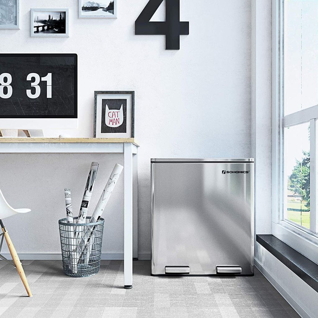 SONGMICS Mülltrenner 2 x 30,0 l silber Produktbild 23