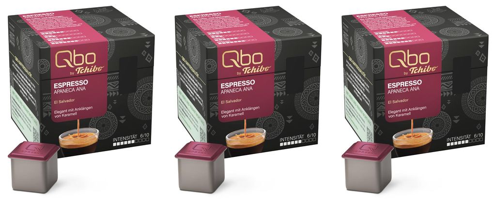 Tchibo Qbo Espresso Apaneca Ana Premium Kaffeekapseln, 81 Stück - 3x27 Kapseln (Espresso, Intensität 5/10, elegant mit Karamellnote), nachhaltig ...