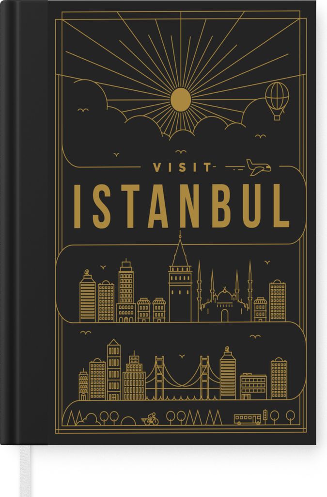 MuchoWow Notizbuch Tagebuch Haushaltsbuch Notebook A5 Stadtbild Istanbul - schwarz - Notizblock - Notizheft - Notebook - Schreibblock - Papier