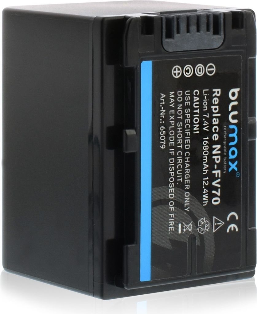 2x Blumax Akku | für Sony NP-FV70 Digitalkamera | Kapazität 1680mAh |Spannung 7,4Volt | Video- und Kamerazubehör