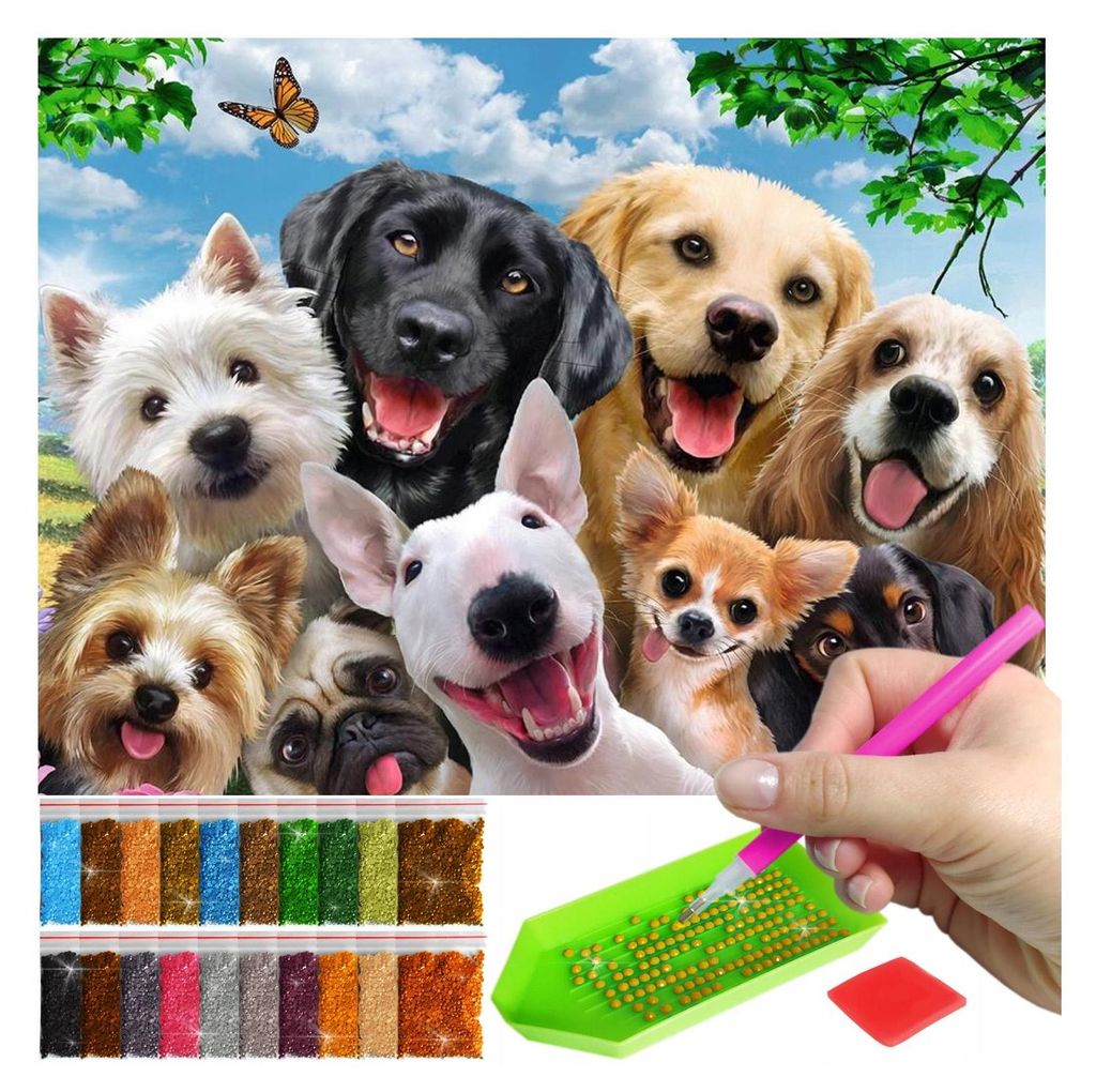 ARTULIO Diamond Painting Set - Gruppe niedlicher Welpen im Produktbild 