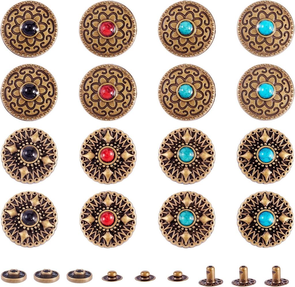 16 Sets Türkis Schnelle Klinken Druckknöpfe Antik Bronze Dekorative Klinken Für Geldbörse Handtasche Schuhe und Mehr