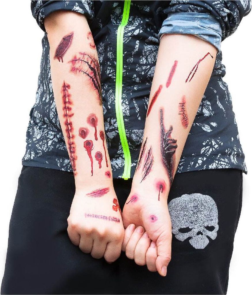 Oblique Unique Temporäre Tattoos Horror Halloween Produktbild 