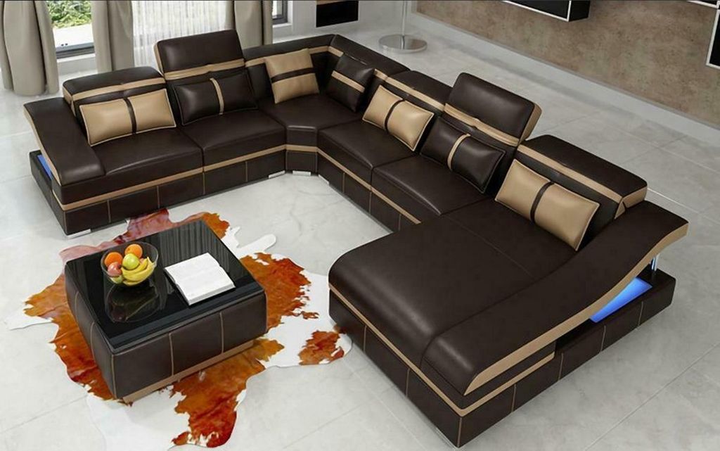 Wohnzimmer Ecksofa U-Form Designer Und Couchtisch