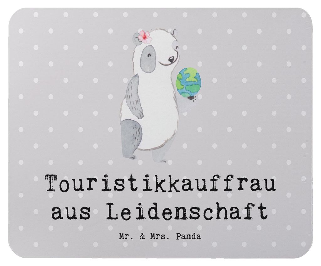Mr. & Mrs. Panda Mauspad Touristikkauffrau Leidenschaft - Grau Pastell - Geschenk, laptop, Mousepad, mausteppich, Mouse Pad, mousematte