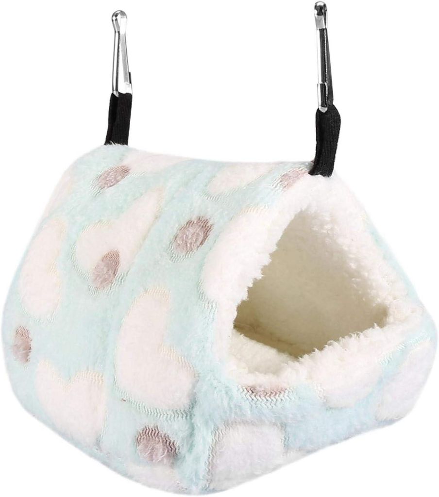 Zerodis Haustier Cage Winter warmes weiches Haus Hängematte Hamster Schlafnest (Blau 14 x 12 cm)