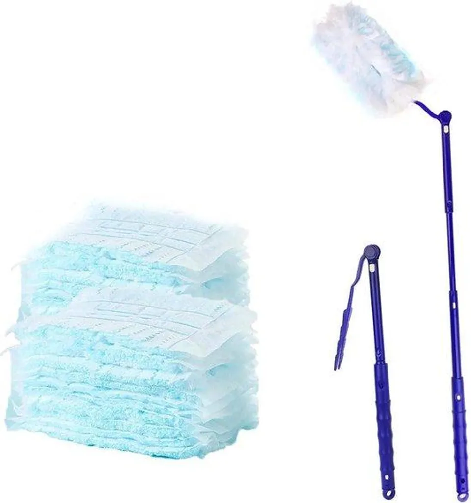 Plumeau avec manche bleu et 10 recharges sans parfum pour la poussière