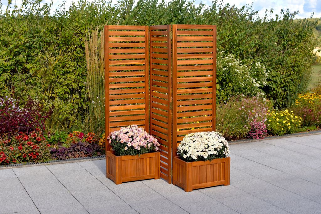 Merxx Sichtschutz mit Blumenkasten - Akazienholz Produktbild 3