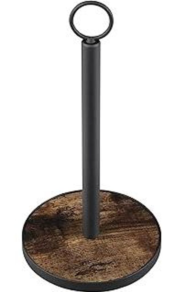 OROPY Küchenrollenhalter Stehend mit Schwerer Holzbasis, Landhausstil Papierrollenhalter für Küchentheke, Geeignet für Standard und Jumbo Grö...