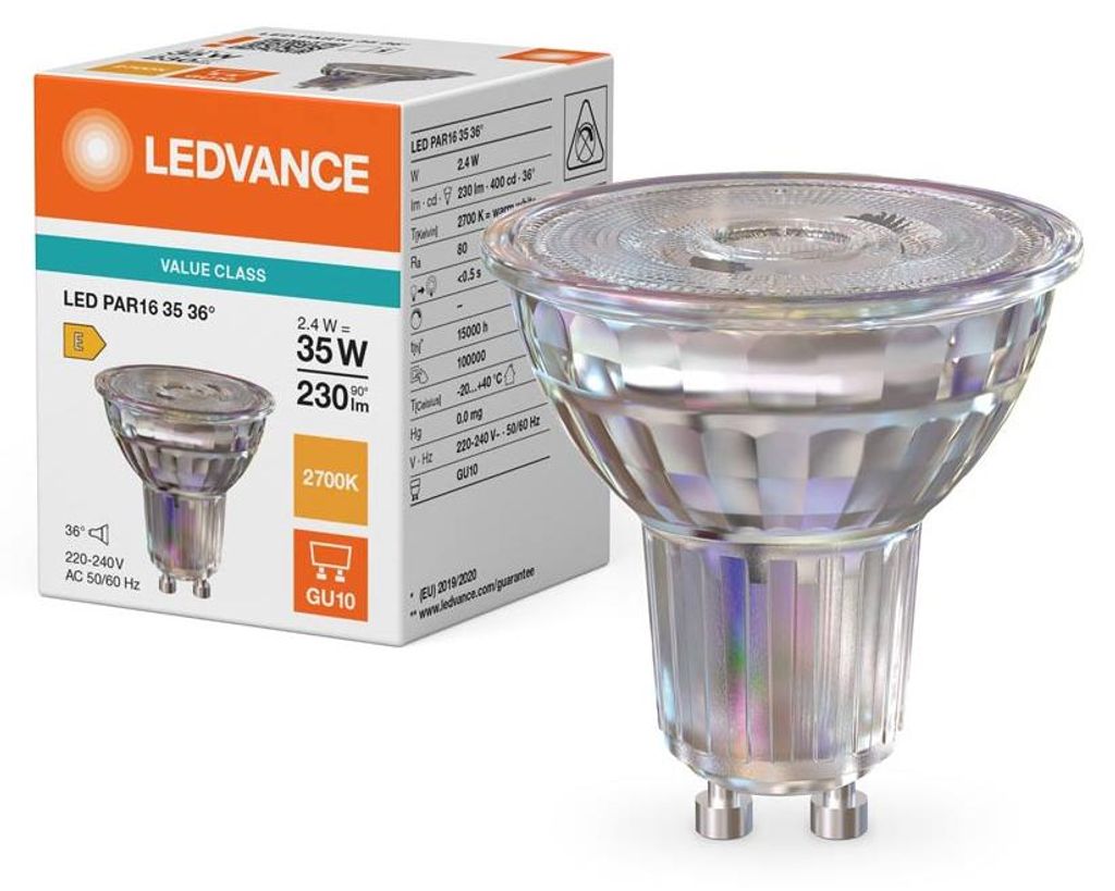 Ledvance LED PAR16 à réflecteur en verre 2,4 W = 35 W, Image du produit 