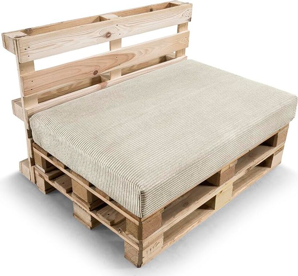 A product shot of a pallet sofa cushion set.