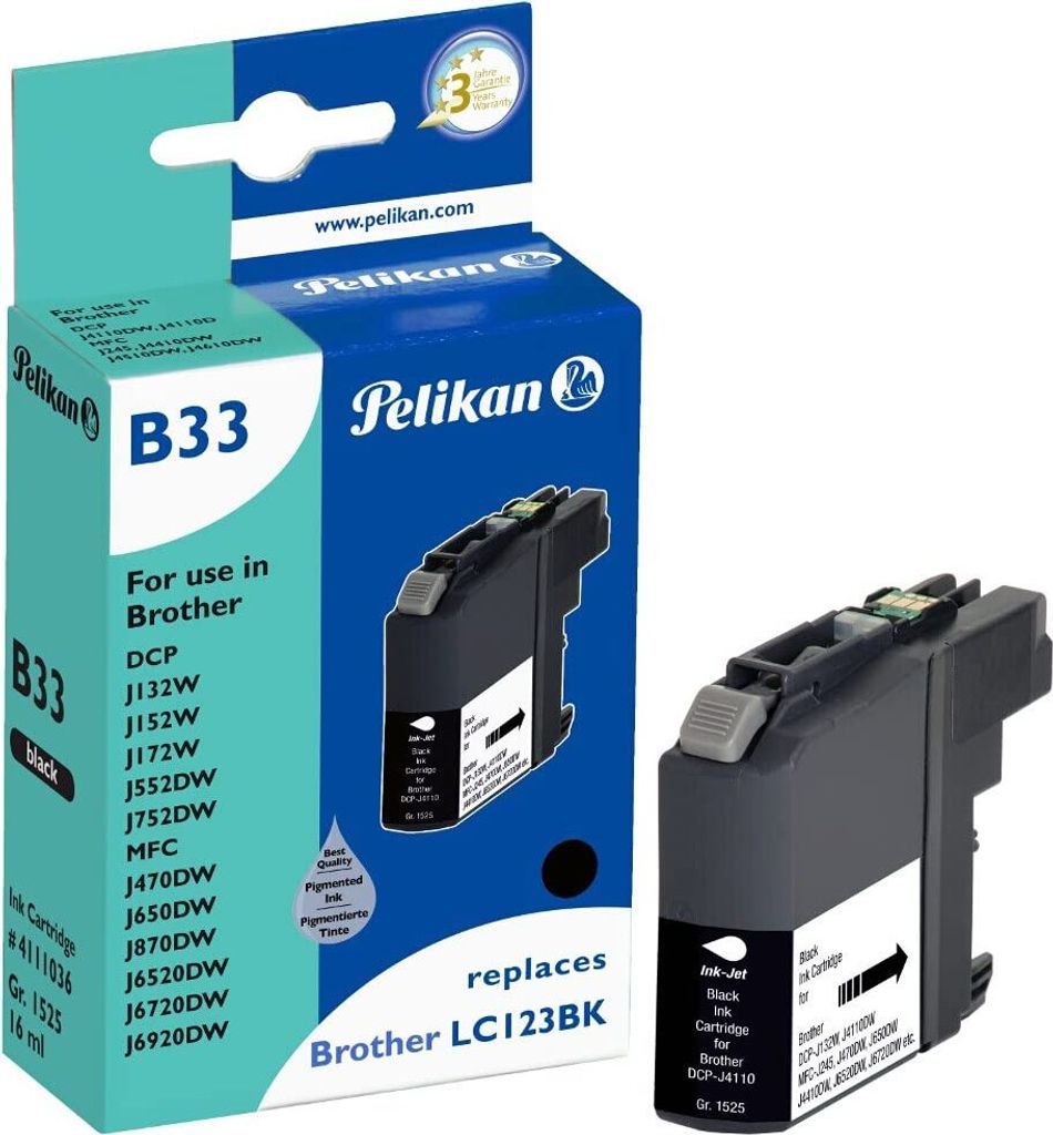 Pelikan Brother Lc123bk Kompatible Tintenpatronen One Size