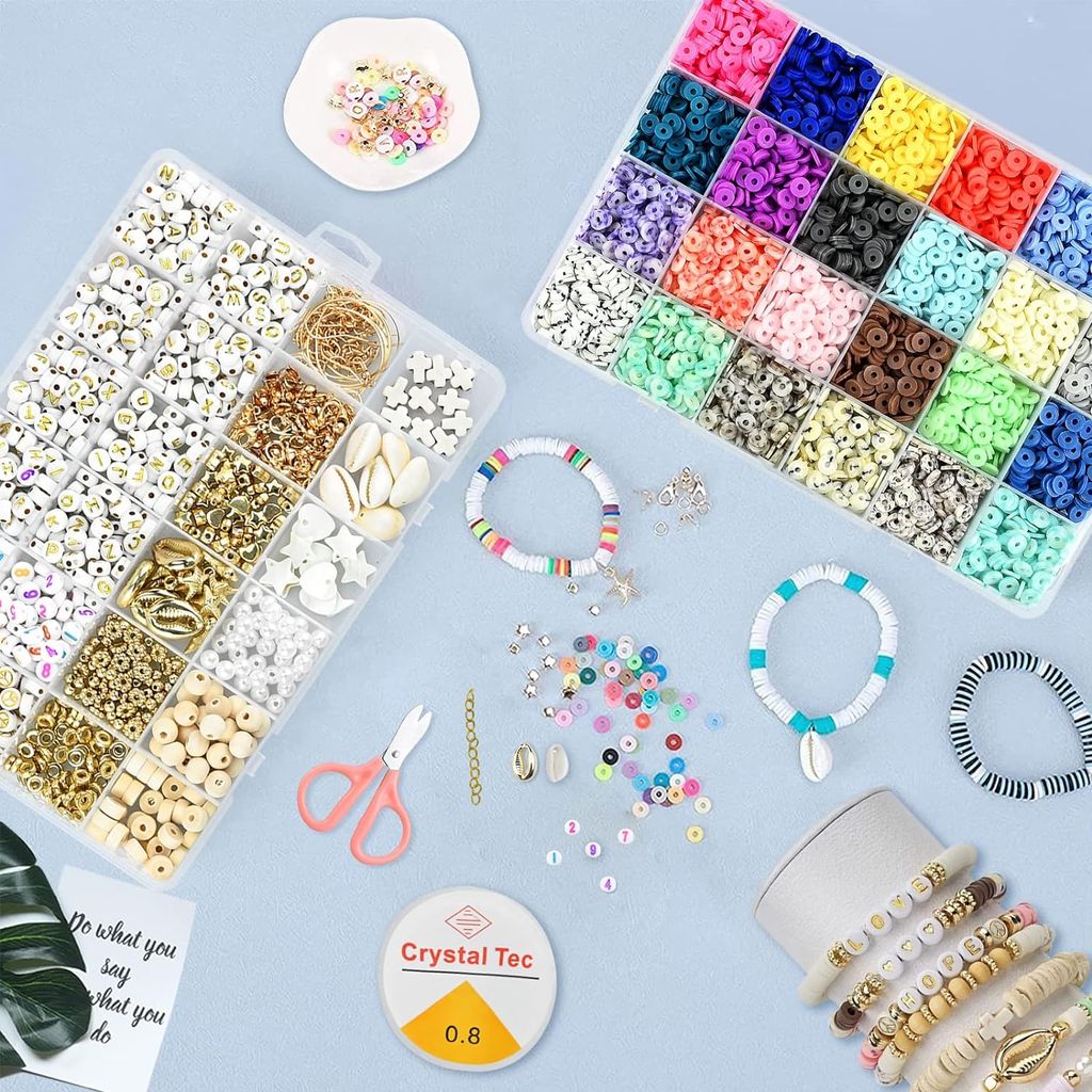 Perlen zum Auffädeln, 7200+ Stück Perlen Set, 6mm Polymer Produktbild 2