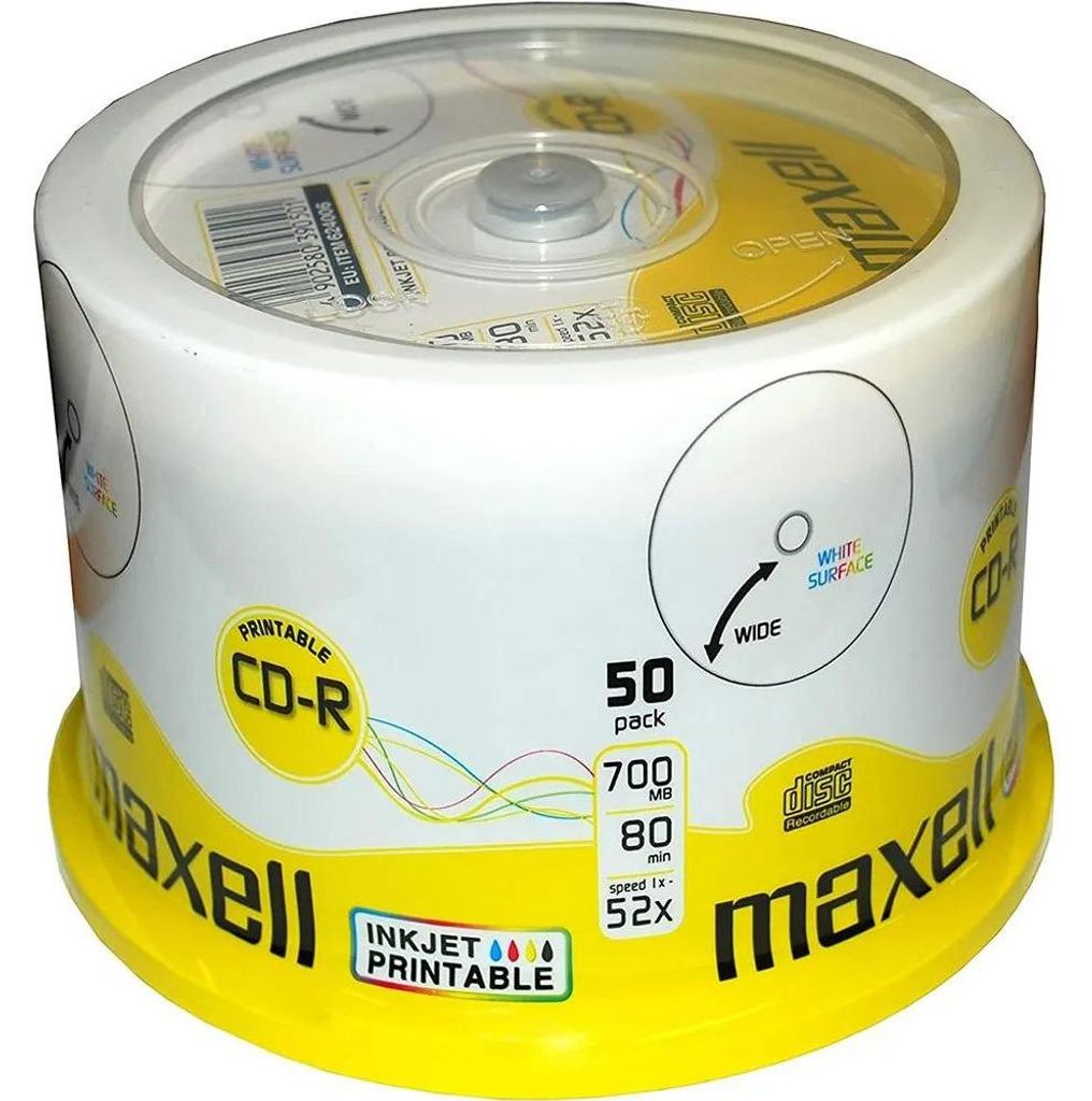maxell CD R 80 Minuten 700 MB 52x bedruckbar 50er Produktbild 