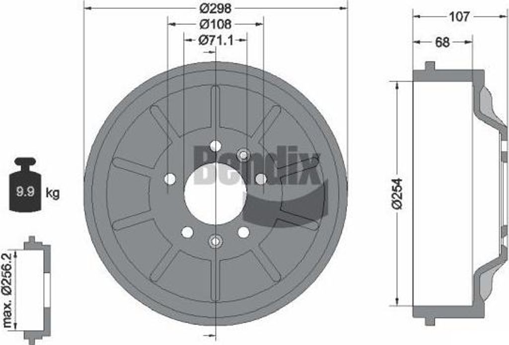 BENDIX Braking BDM1090 Bremstrommel OE 424751 kompatibel mit Jumpy, Scudo, Expert