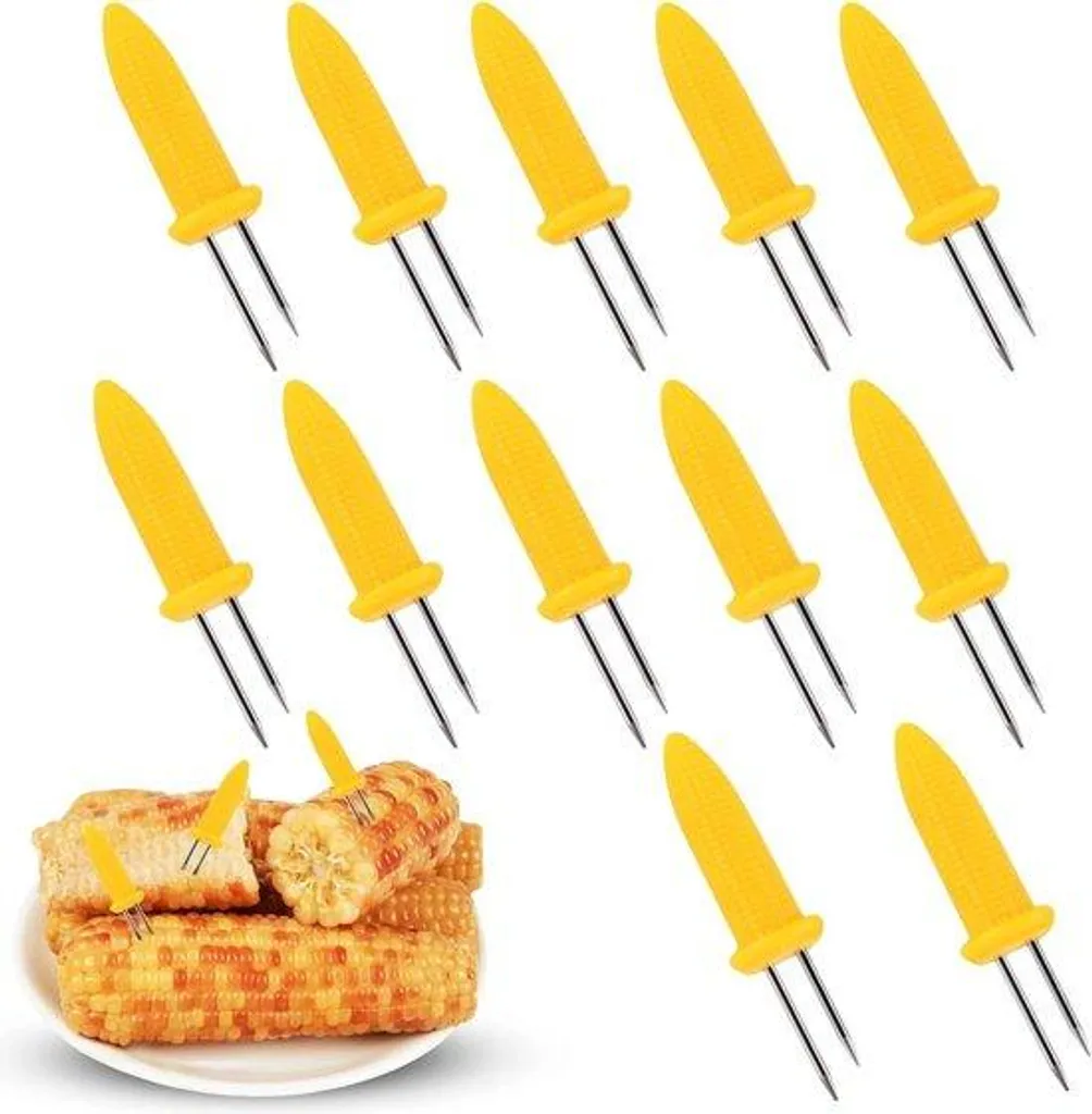 Pics à maïs anti-brûlure en acier et brochettes de jardin lot de 12