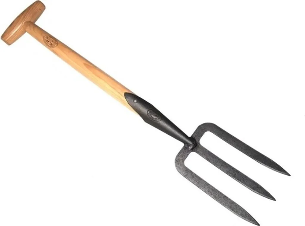 De Wit Fourche à main 3 dents avec manche en frêne de 40 cm forgée
