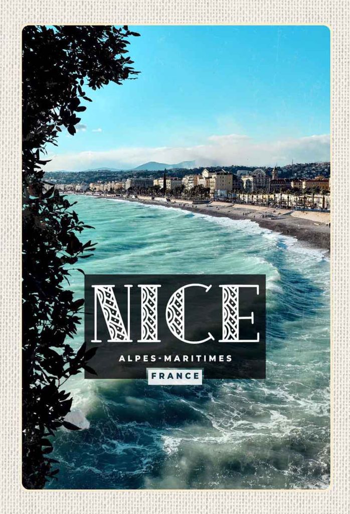 vianmo Holzschild 30x20 cm Nice Alpes-Maritimes France Urlaubsort Bildmotiv Reisemotiv Abenteuer Reisen