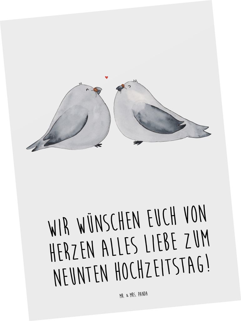 Mr. & Mrs. Panda Grußkarte 9. Hochzeitstag Keramikhochzeit - Weiß - Geschenk, neunter, Ansichtskarte, Jubiläum, Keramik, Heirat, Geschenke, Post...