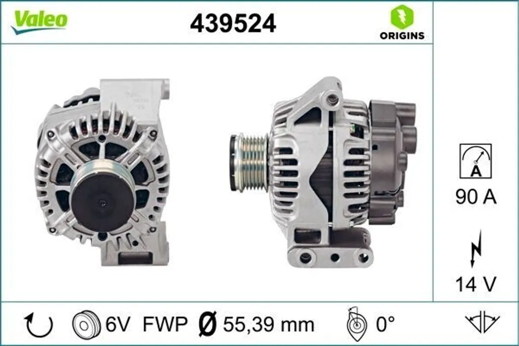 Alternateur haute fiabilité Valeo 439524 pour Opel Meriva et Corsa D
