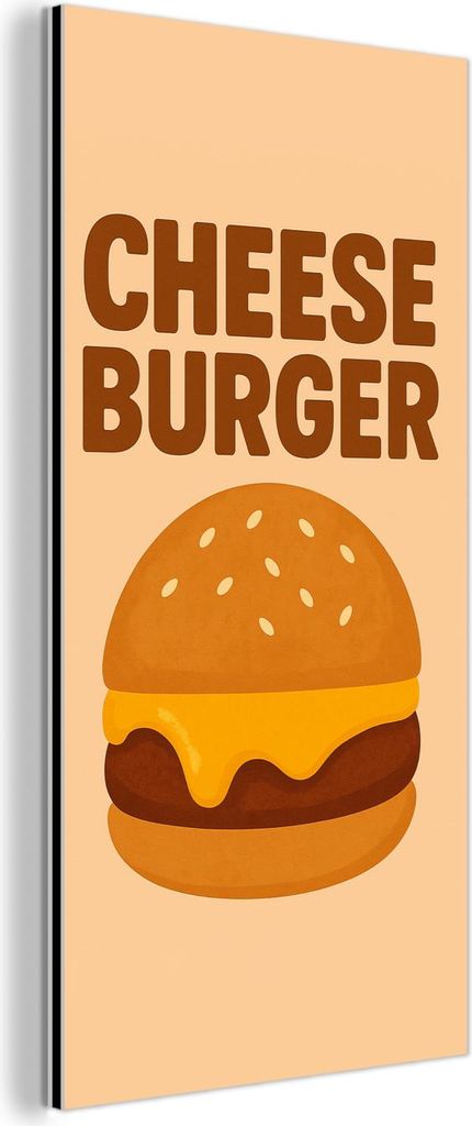 MuchoWow Wanddekoration Metall Metallbild Wandkunst 40x80 cm Cheeseburger - Minimalistisch - Gelb MuchoWow Aluminium Gemälde - Wanddekoration - In...
