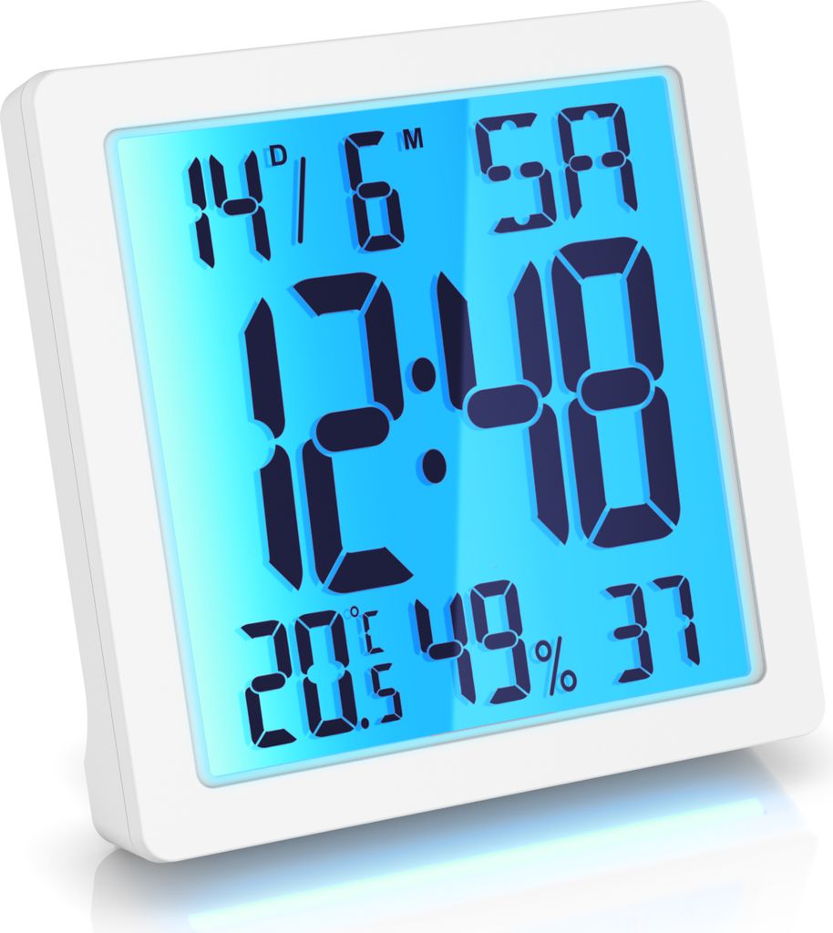 Bearware Digital-Wecker, Wecker digital, Reisewecker, Temperatur, Luftfeuchtigkeit, Datum, Uhrzeit, Schlummerfunktion / Snooze, LCD - Hintergrundbe...