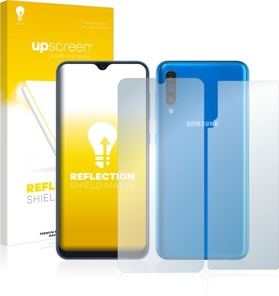 upscreen Schutzfolie für Samsung Galaxy A50 (Vorder + Rückseite) Folie Matt Entspiegelt Anti-Reflex