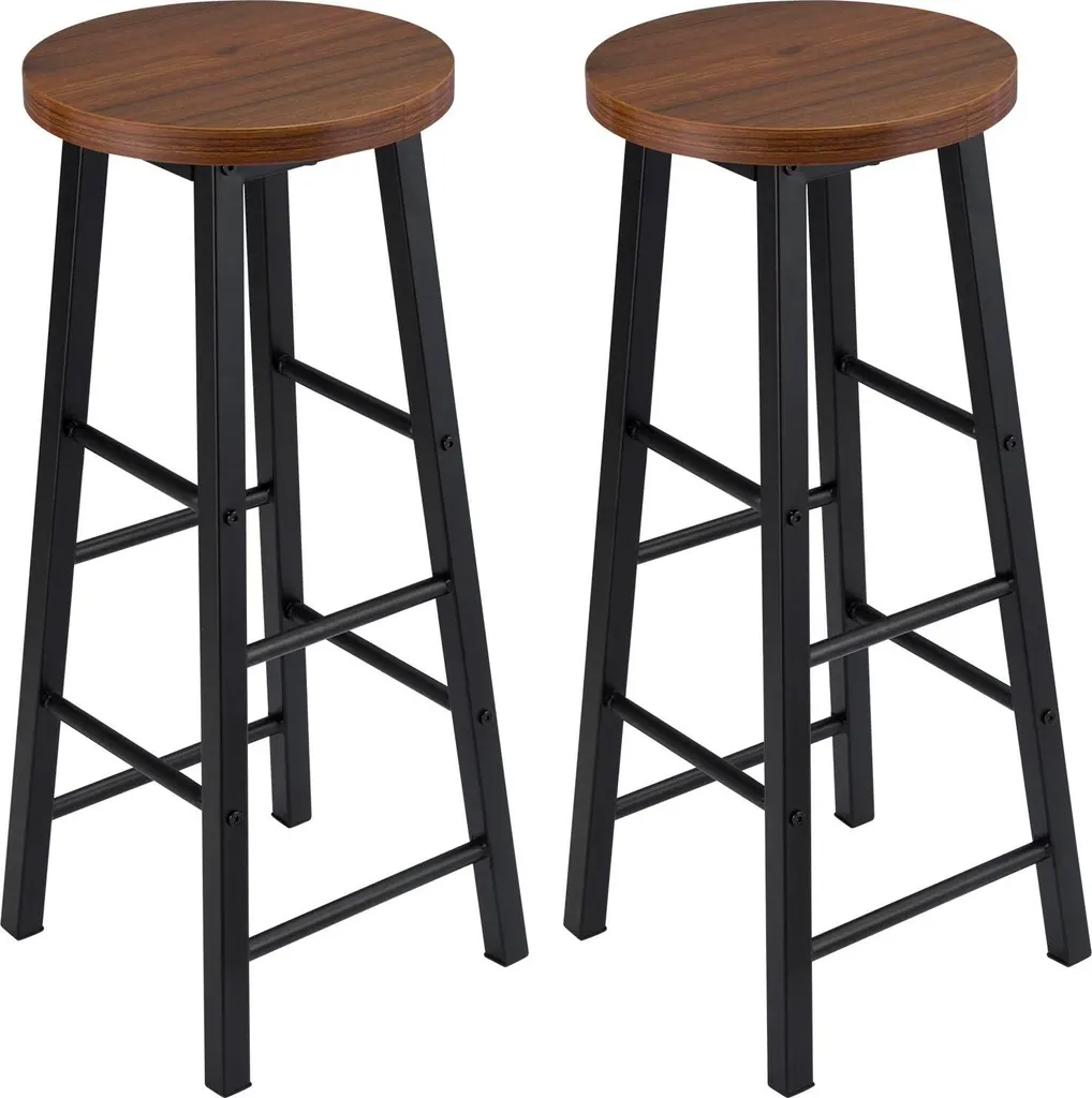 Lot tabourets bar cuisine îlot central - Hauteur 71 cm bois et inox chic