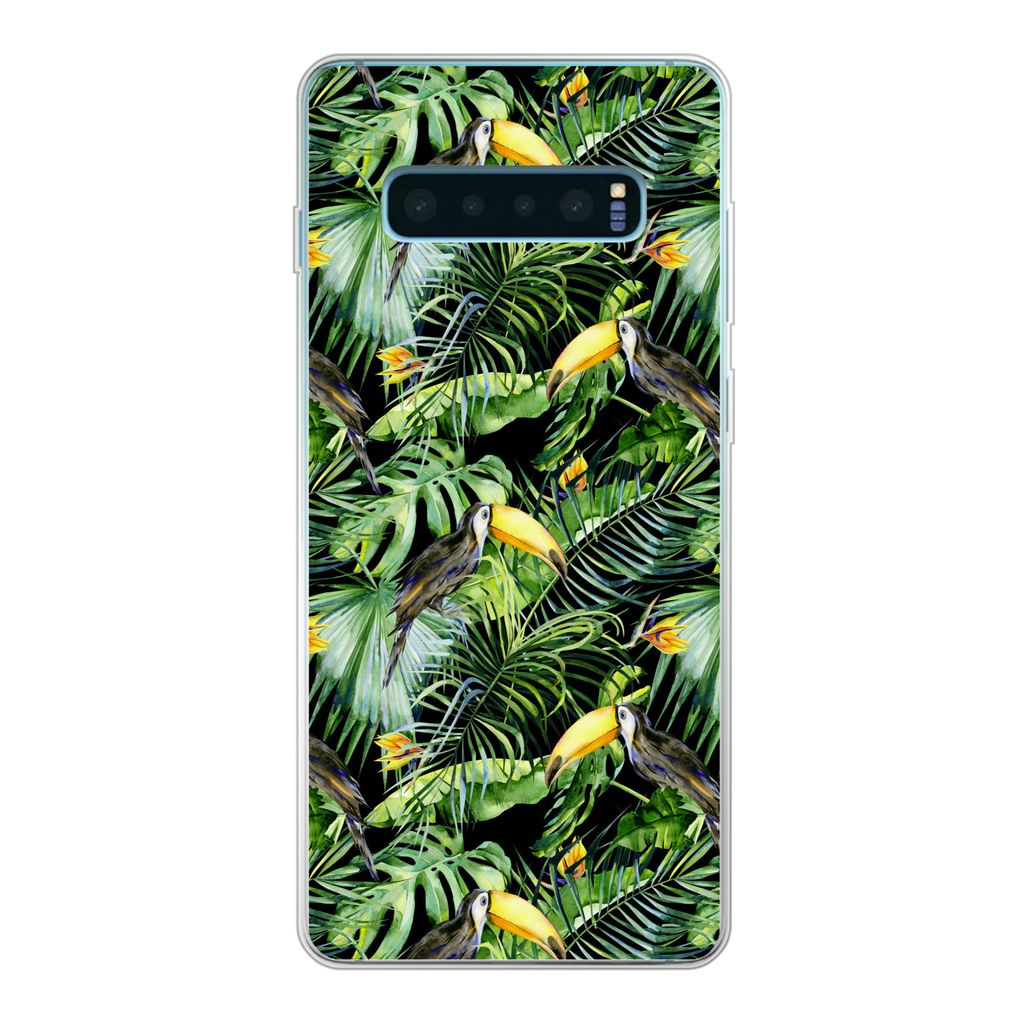 MuchoWow Handyhülle Schutzhülle Hülle für Samsung Galaxy S10 Lite Tukan - Muster - Pflanzen Silikon Softcase Handy Hülle - Schutz