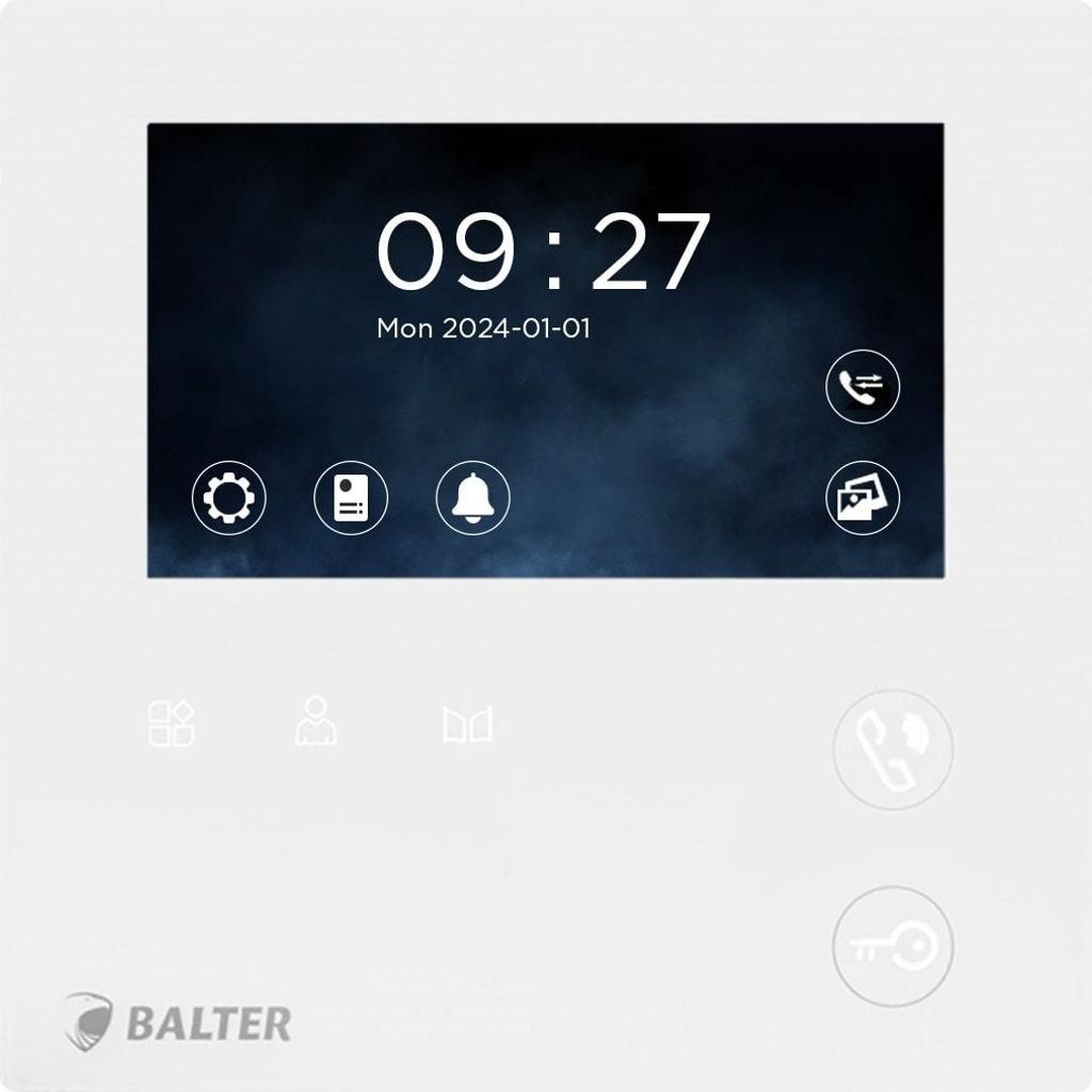 BALTER EVO-MINI 4.3" Kompaktmonitor Videostation Weiß (2-Draht BUS, LCD-Farb-Bildschirm, MicroSD)